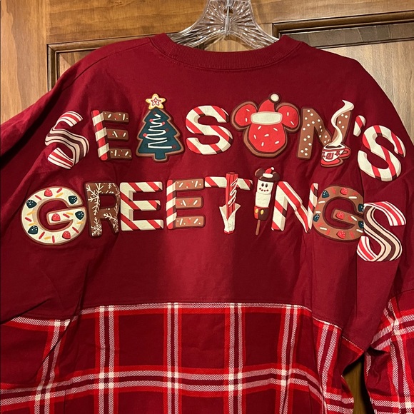 Walt Disney World Mickey Seasons Greetings Long Sleeve Pullover Shirt Top - Picture 2 of 4